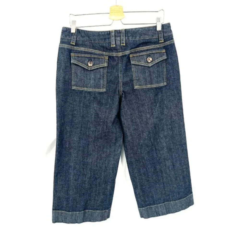 Ann Taylor modern fit Lindsay waist dark wash denim‎ blue wide leg cropped 10